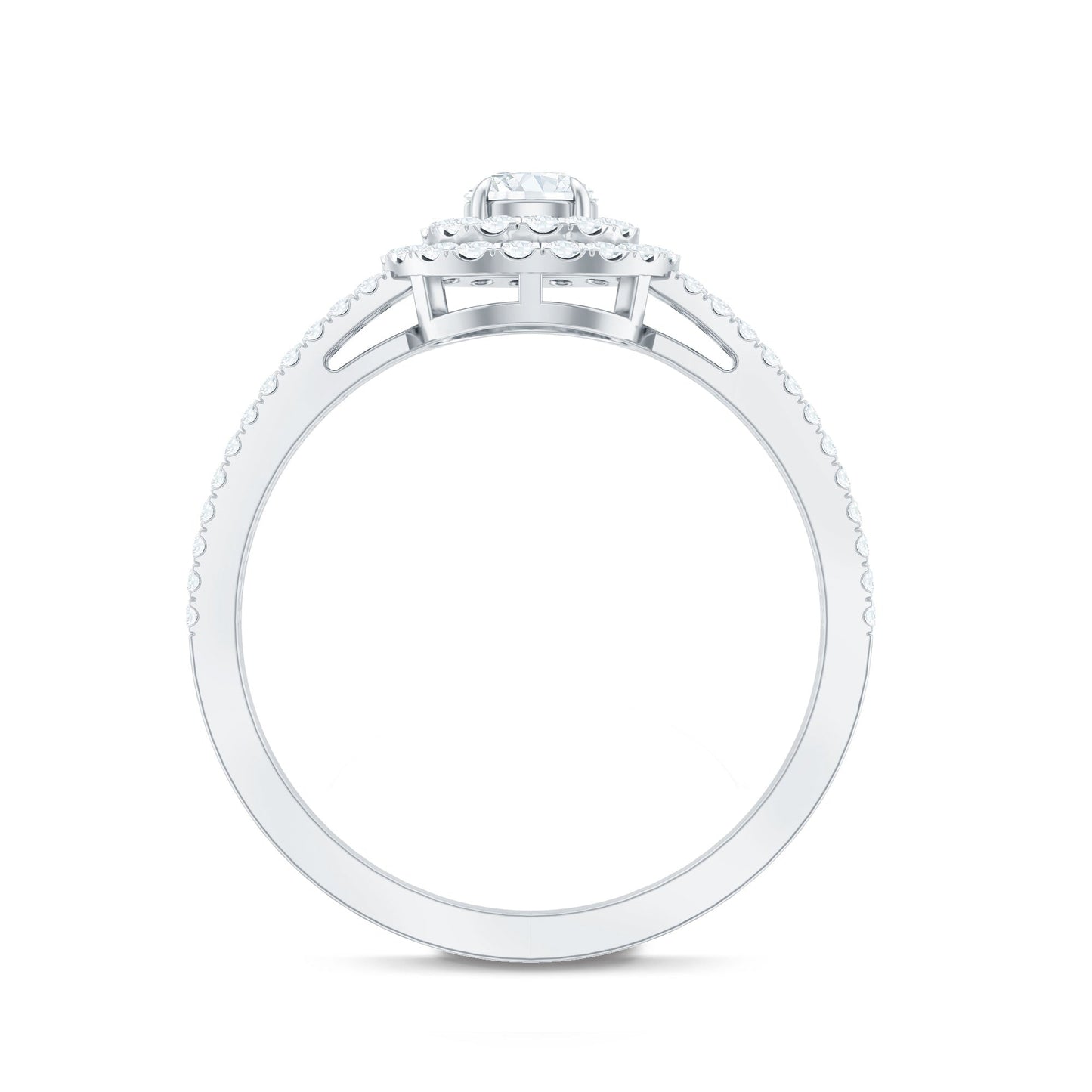 1 CT Round Cubic Zirconia Double Halo Engagement Ring