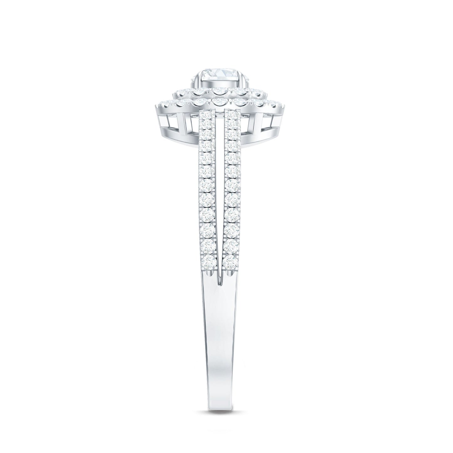 1 CT Round Cubic Zirconia Double Halo Engagement Ring