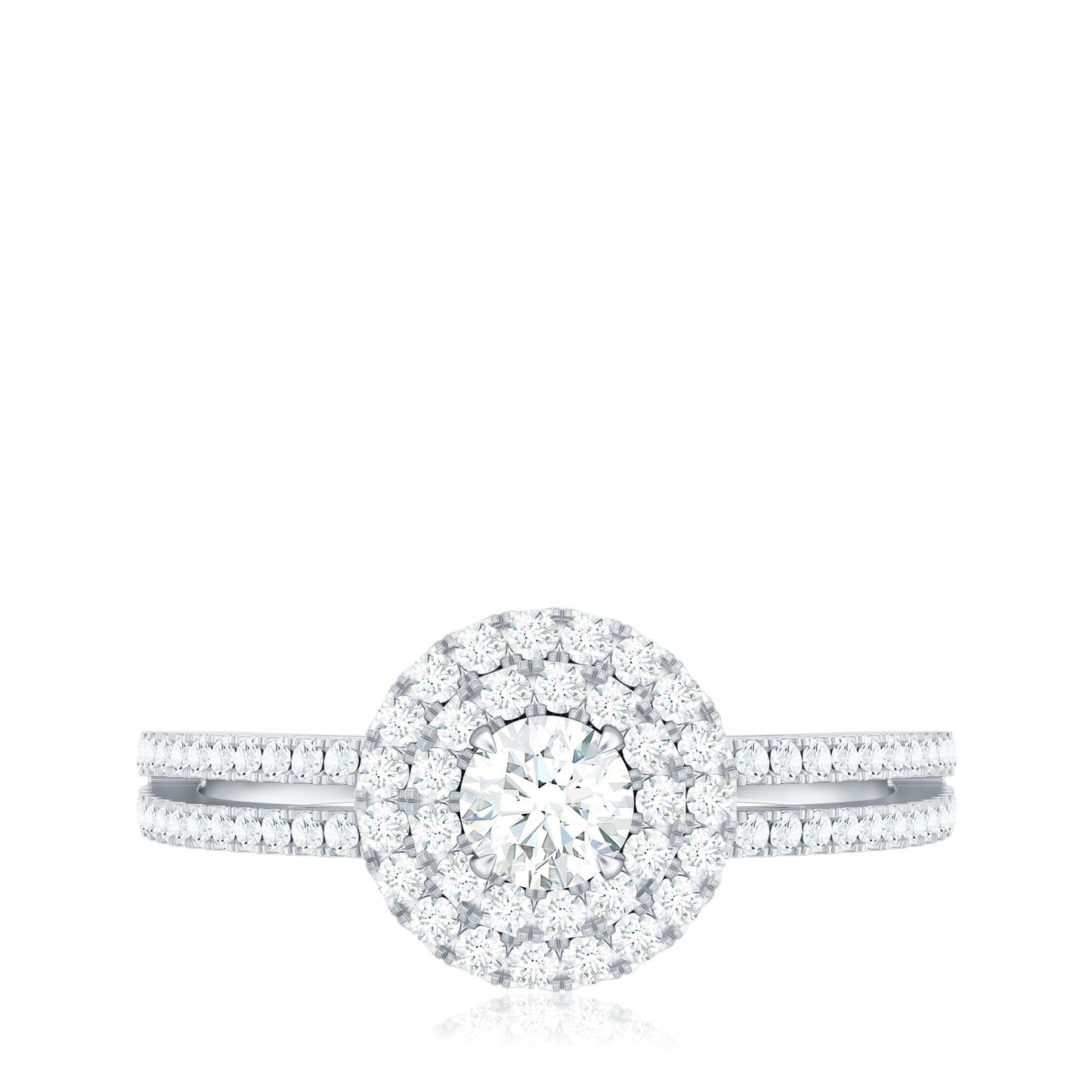 1 CT Round Cubic Zirconia Double Halo Engagement Ring