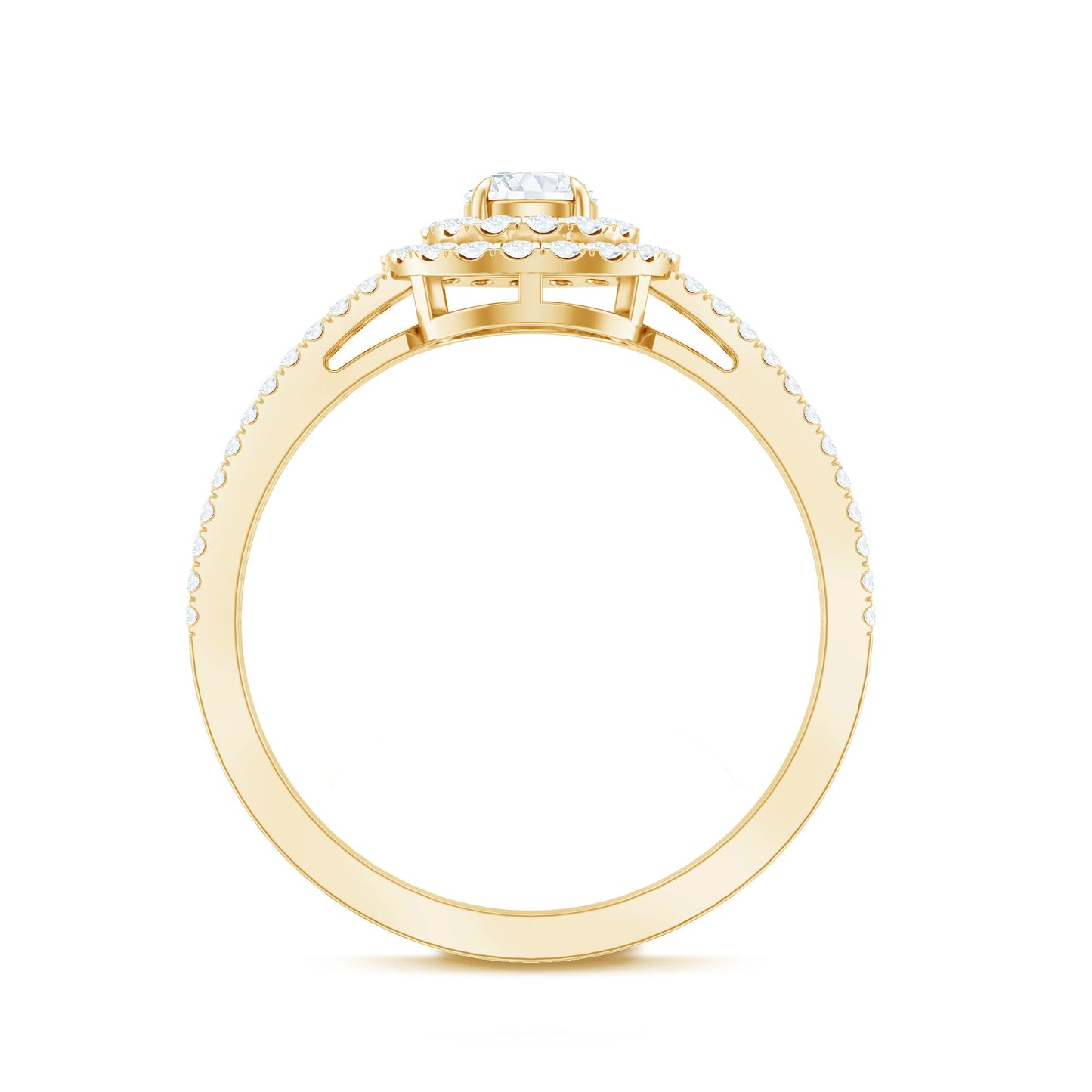 1 CT Round Cubic Zirconia Double Halo Engagement Ring
