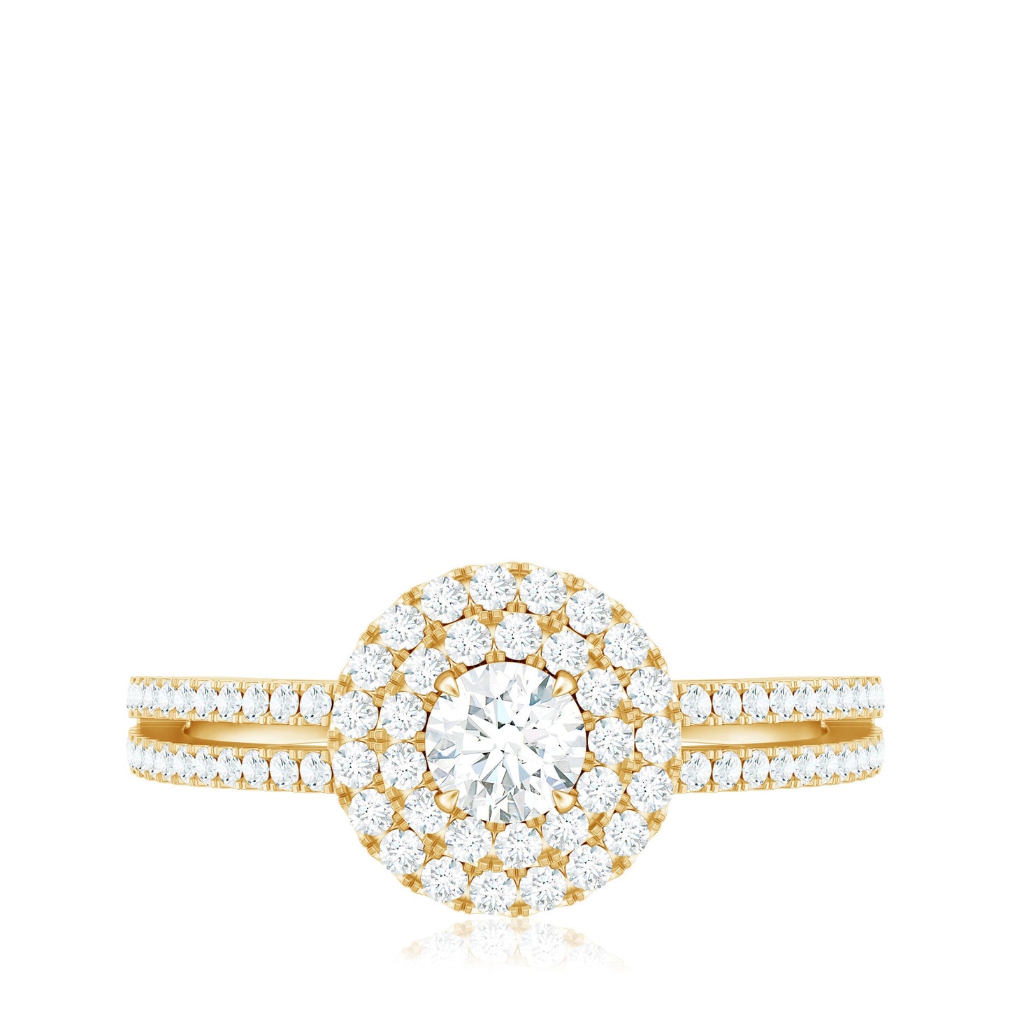 1 CT Round Cubic Zirconia Double Halo Engagement Ring