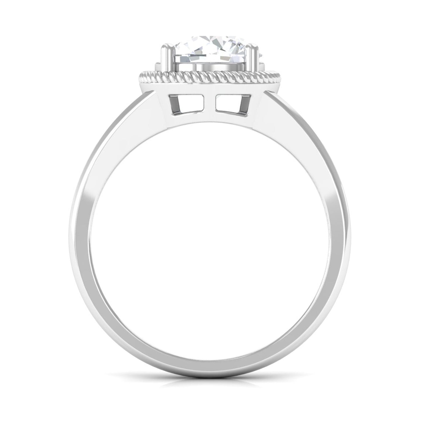 2 CT Round Cubic Zirconia Solitaire Gold Ring in Split Shank