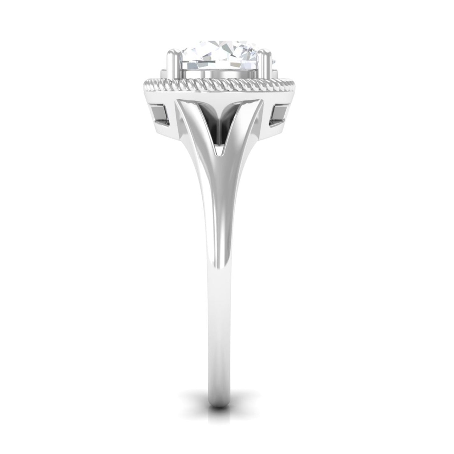 2 CT Round Cubic Zirconia Solitaire Gold Ring in Split Shank