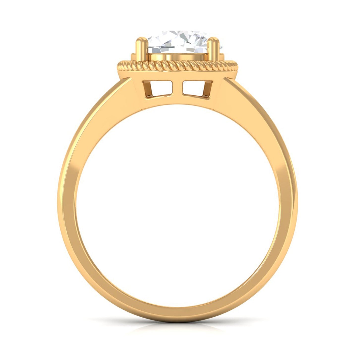 2 CT Round Cubic Zirconia Solitaire Gold Ring in Split Shank