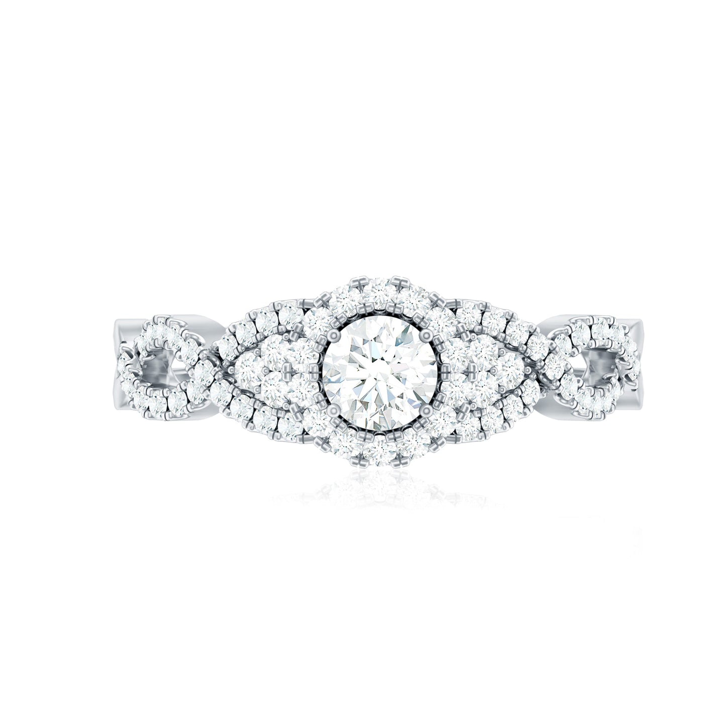Vintage Crossover Engagement Ring with Cubic Zirconia