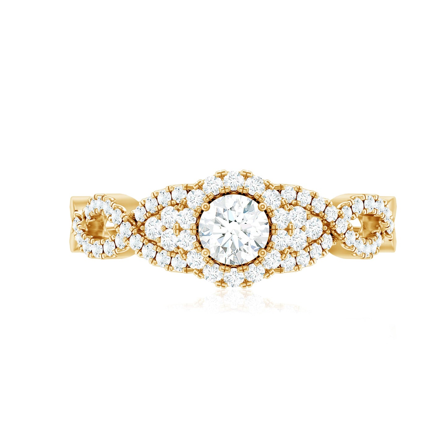 Vintage Crossover Engagement Ring with Cubic Zirconia
