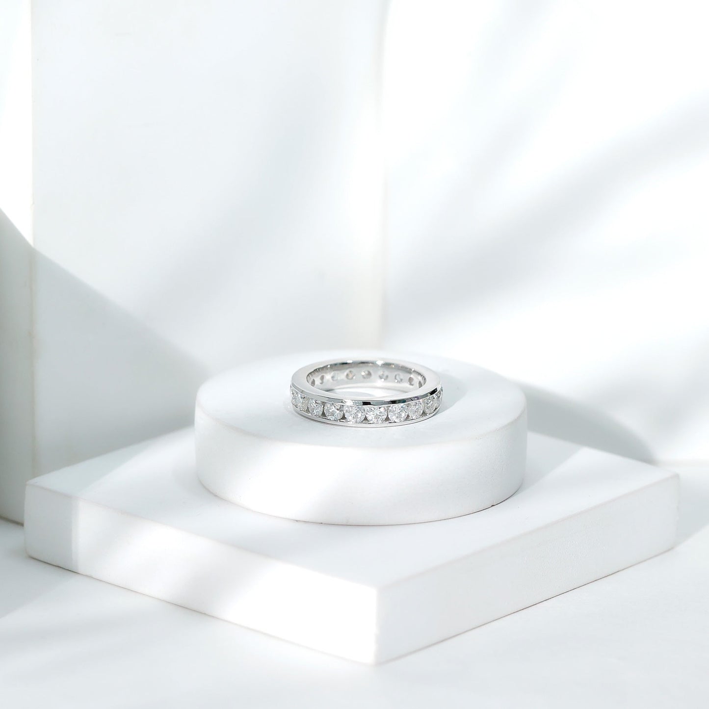 3 CT Channel Set Round Moissanite Full Eternity Band Ring