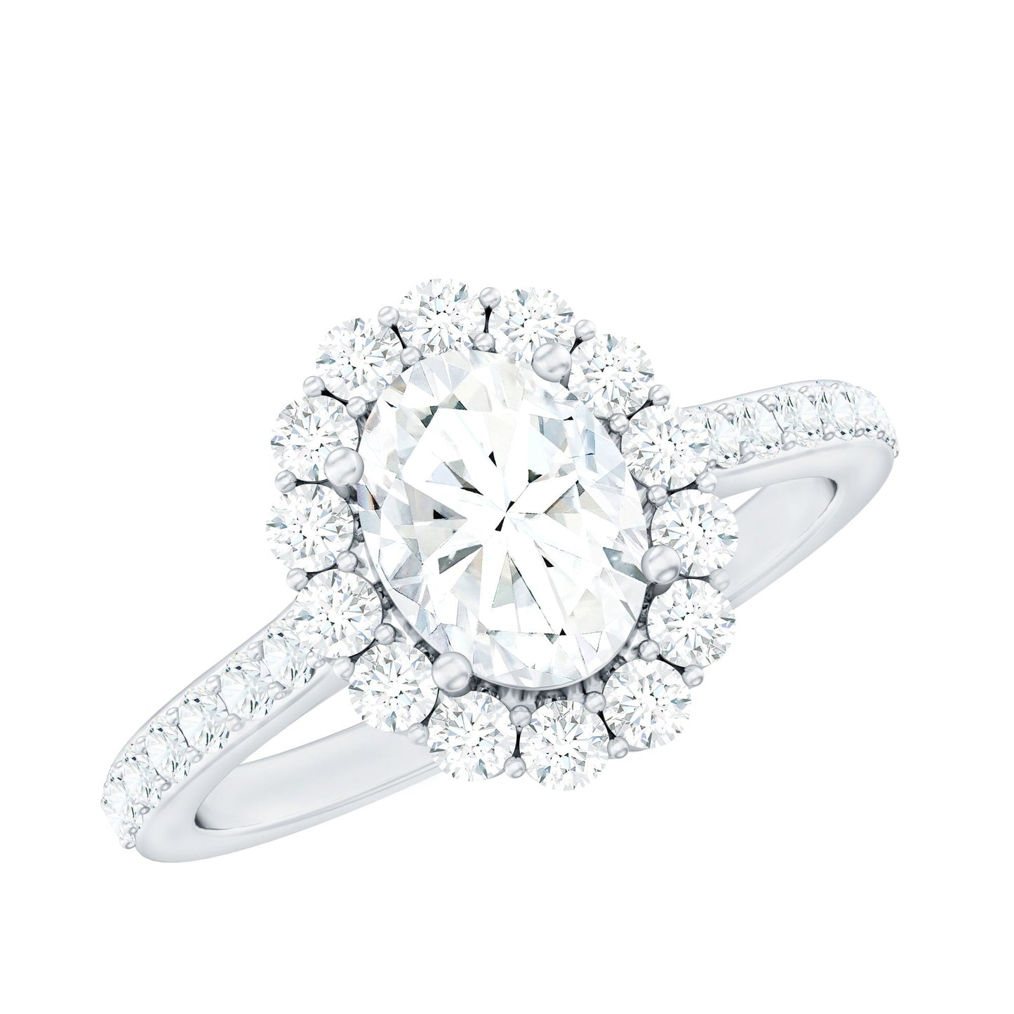Certified 1.2 Carat Moissanite Oval Halo Engagement Ring for Women