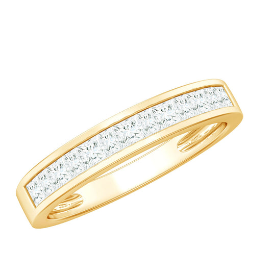 Princess Cut Moissanite Half Eternity Band in Channel Setting