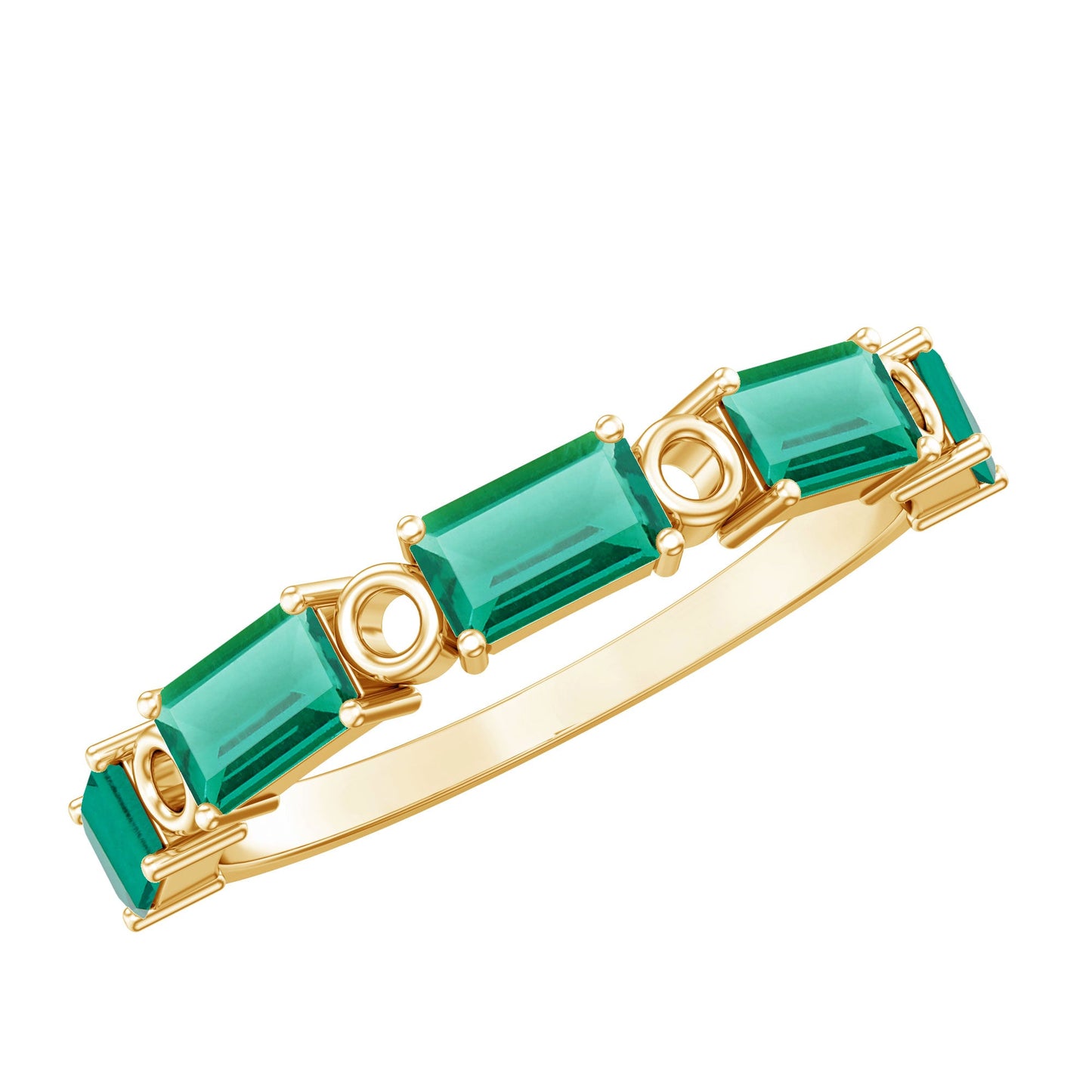 Baguette Cut Lab Grown Emerald Eternity Wedding Band