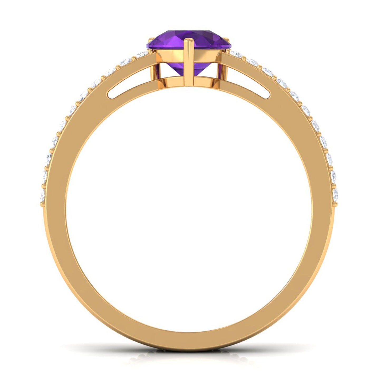 Pear Shaped Amethyst and Diamond Solitaire Ring with Twisted Rope