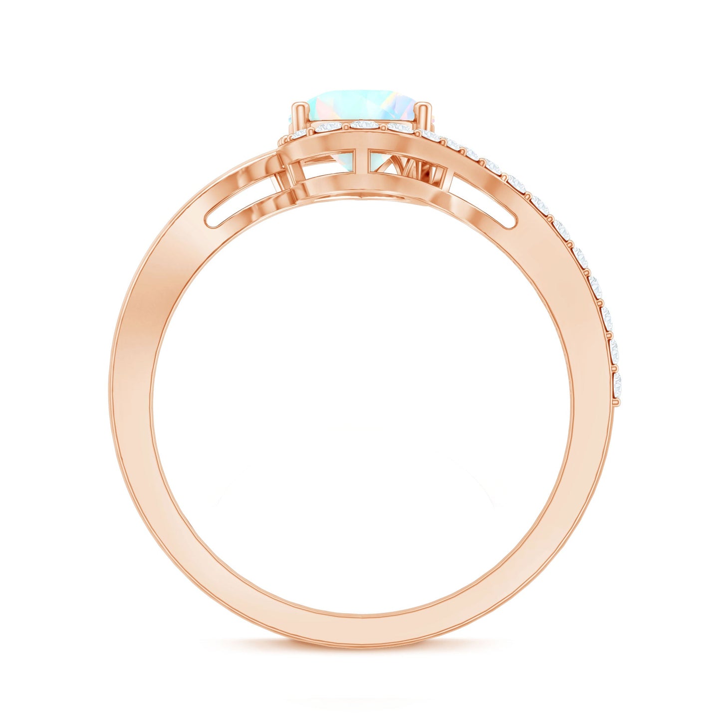 5X7mm Pear Cut Ethiopian Opal Engagement Ring with Diamond