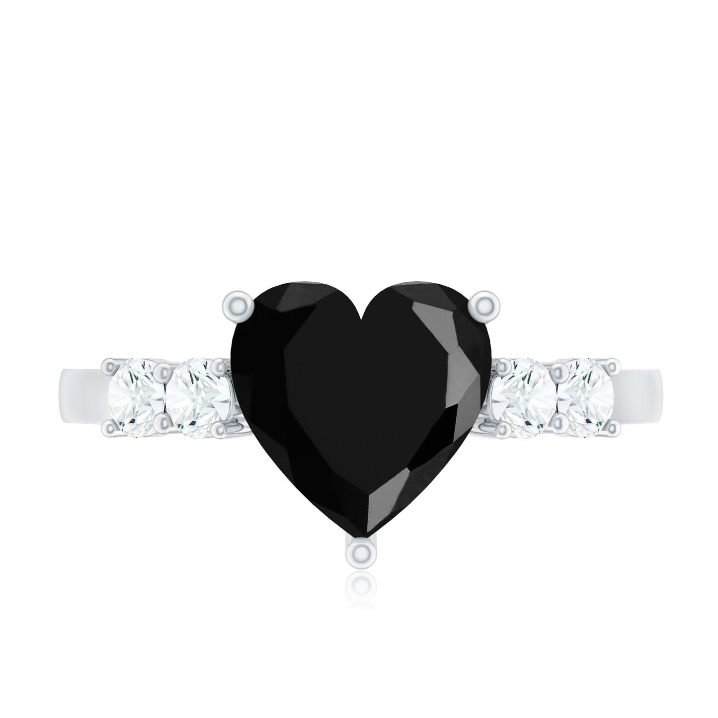 Heart Shape Created Black Diamond Solitaire Promise Ring with Diamond