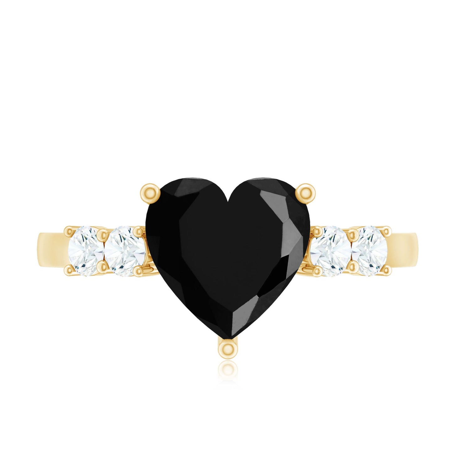 Heart Shape Created Black Diamond Solitaire Promise Ring with Diamond