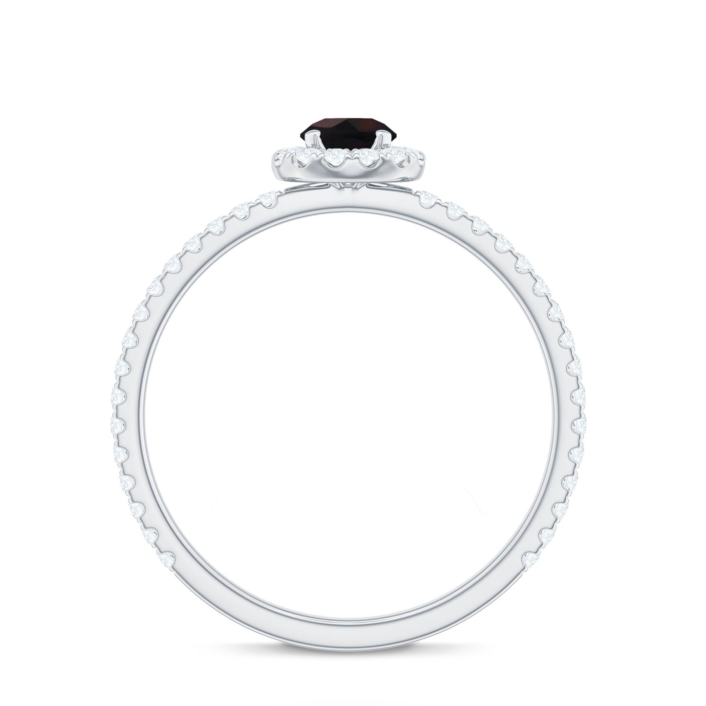 Genuine Black Opal Minimal Promise Ring with Diamond Halo