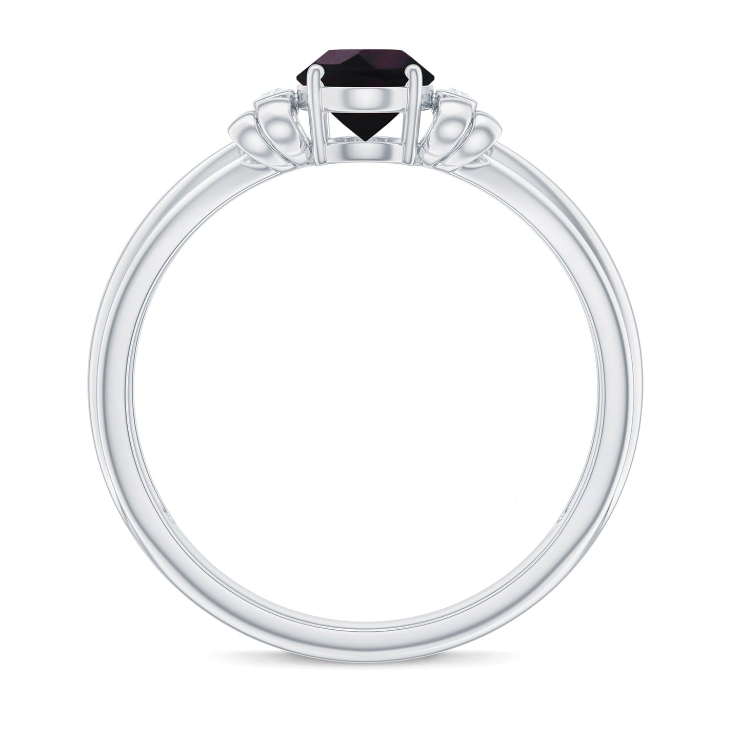 1 CT Oval Black Opal Solitaire Floral Ring with Diamond Accent