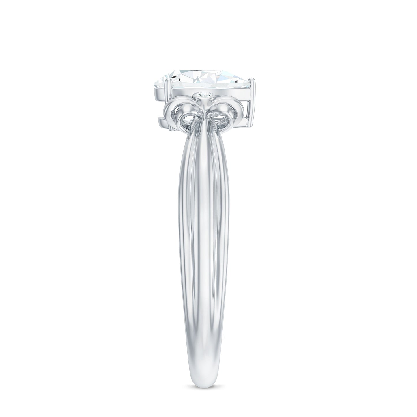 Pear Cut Lab Grown Diamond Solitaire Engagement Ring with Bow