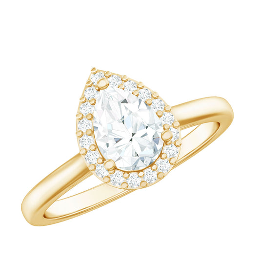 Classic Lab Grown Diamond Teardrop Engagement Ring with Halo