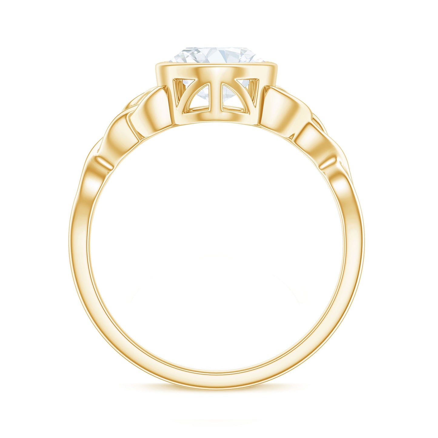 Solitaire Moissanite Celtic Engagement Ring in Bezel Setting