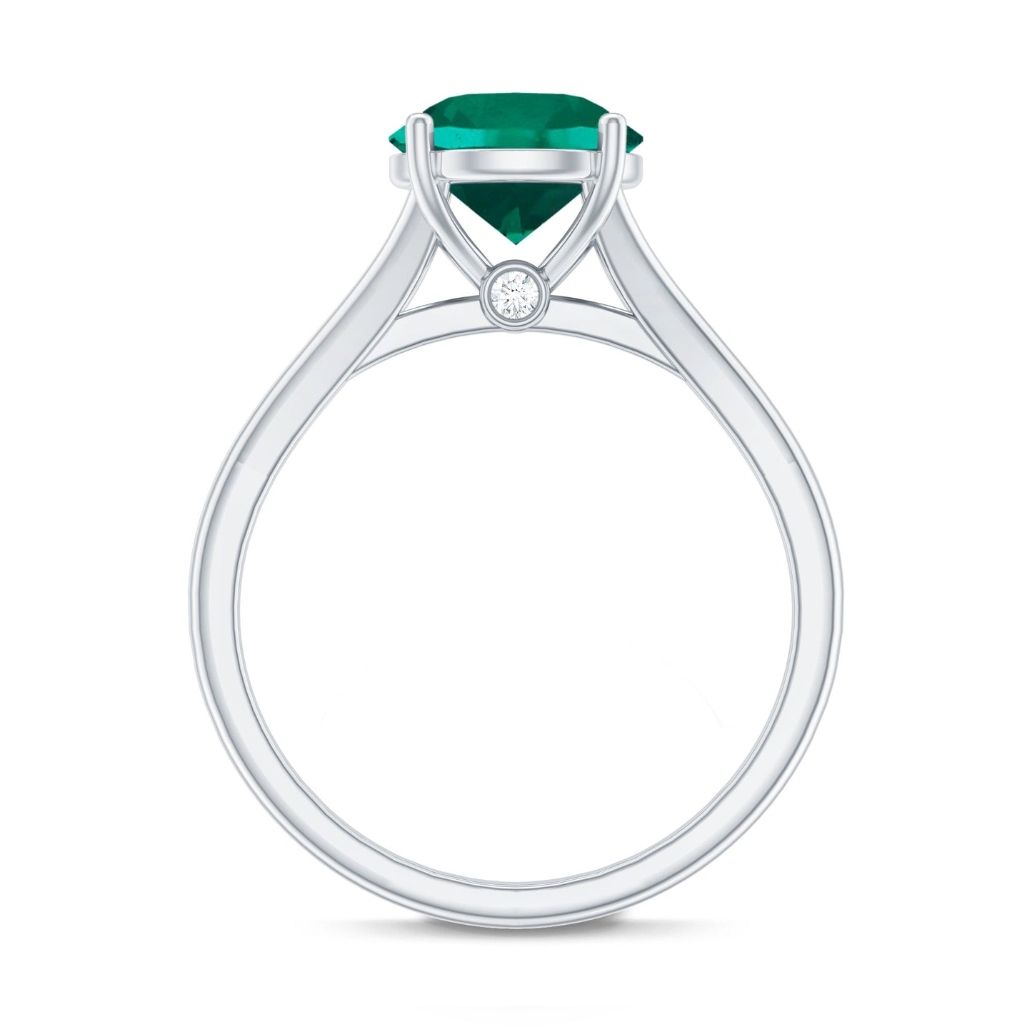 Certified 8 mm Lab Grown Emerald Engagement Ring with Diamond