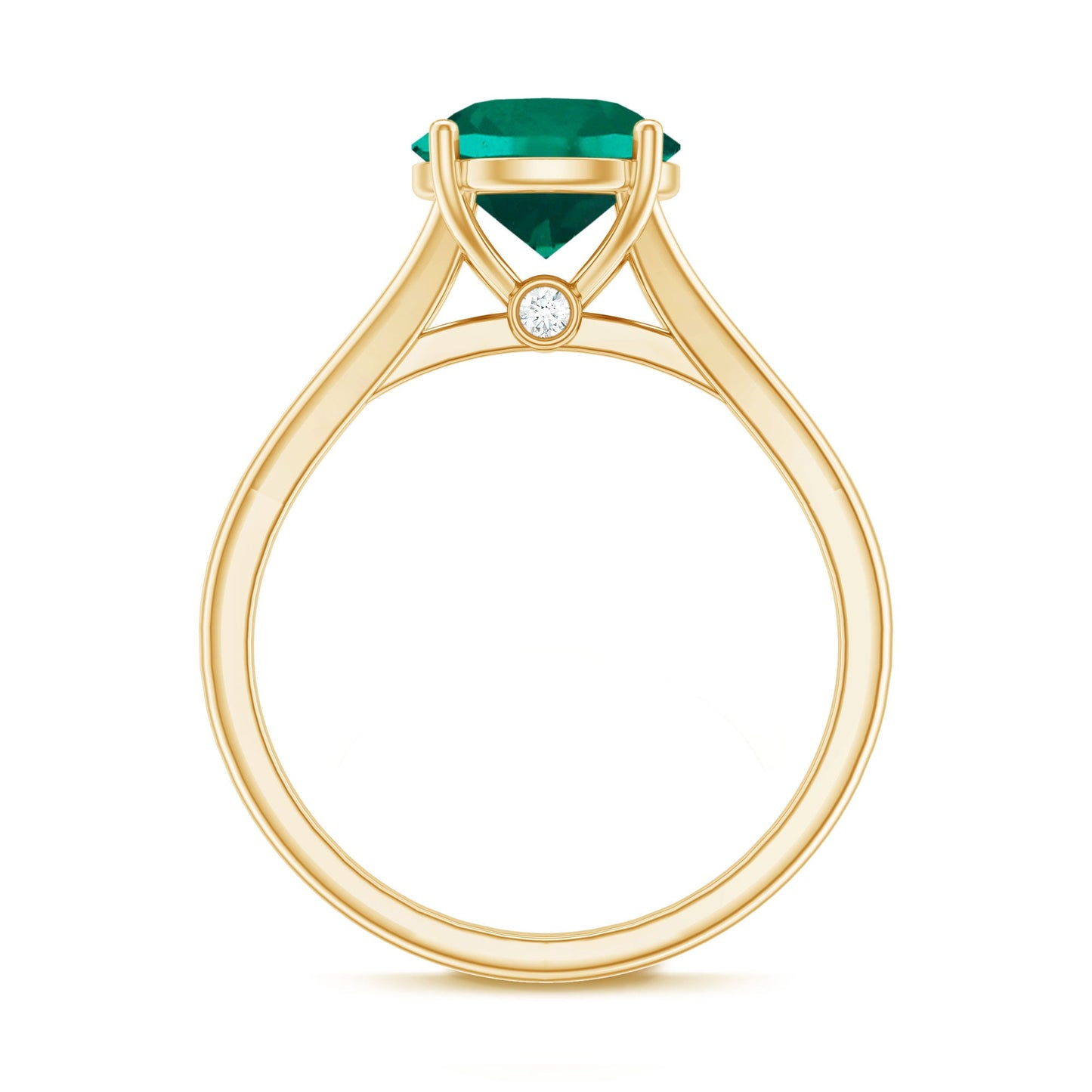 Certified 8 mm Lab Grown Emerald Engagement Ring with Diamond