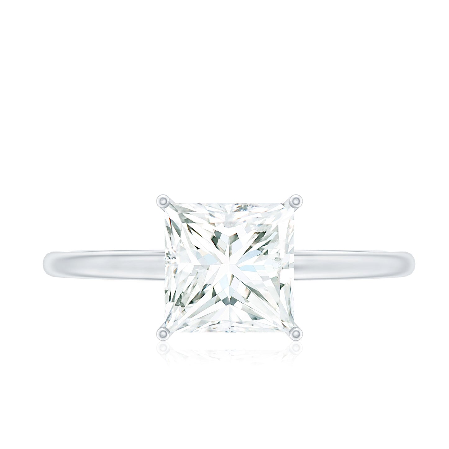 3 Carat Princess Cut Moissanite Solitaire Engagement Ring