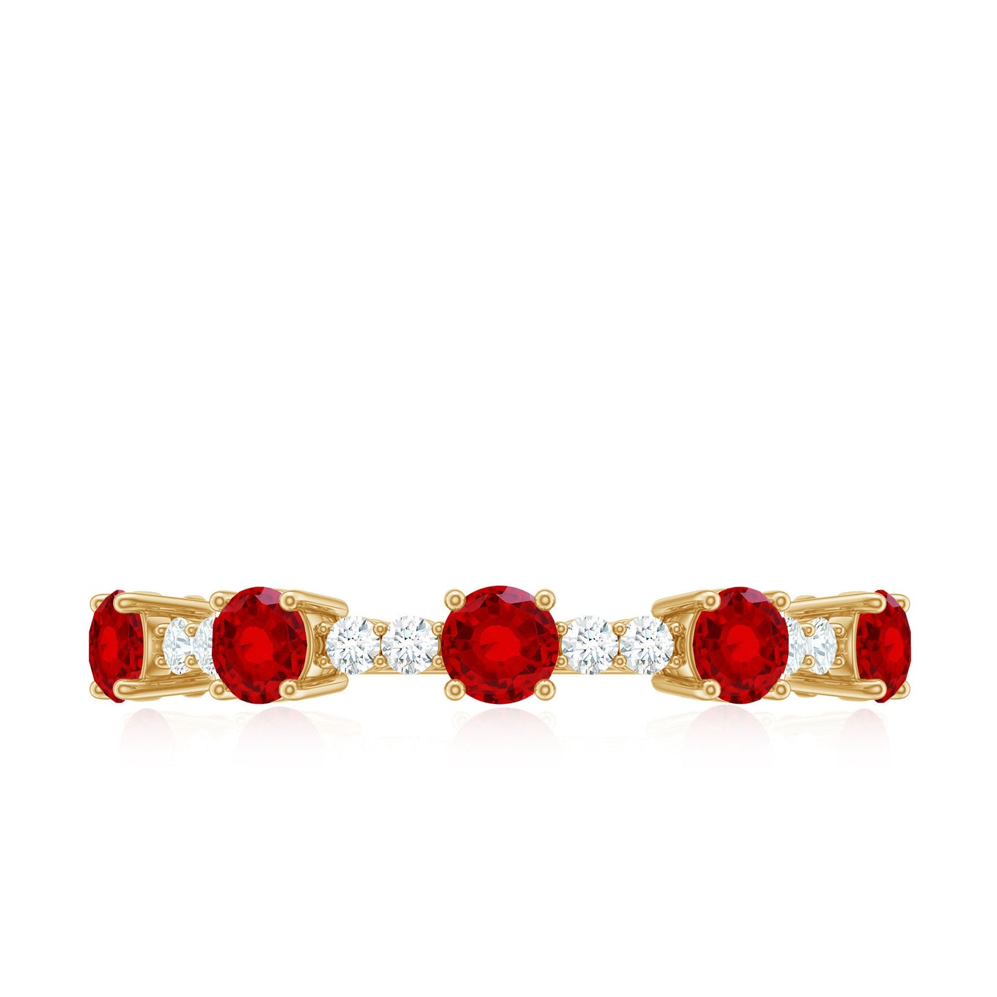 Lab Created Ruby and Diamond Half Eternity Stackable Ring
