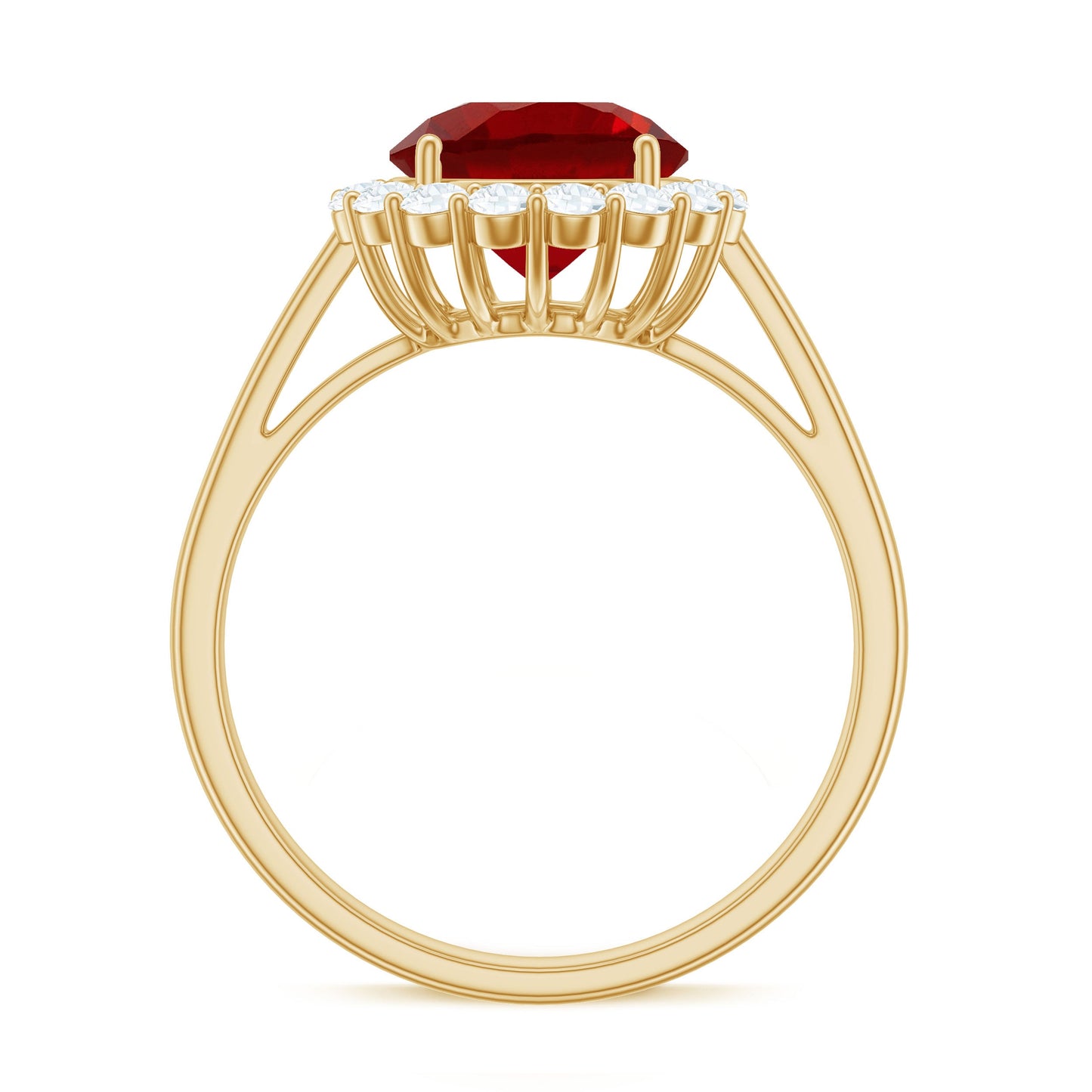 Lab Created 8MM Ruby Halo Engagement Ring with Diamonds