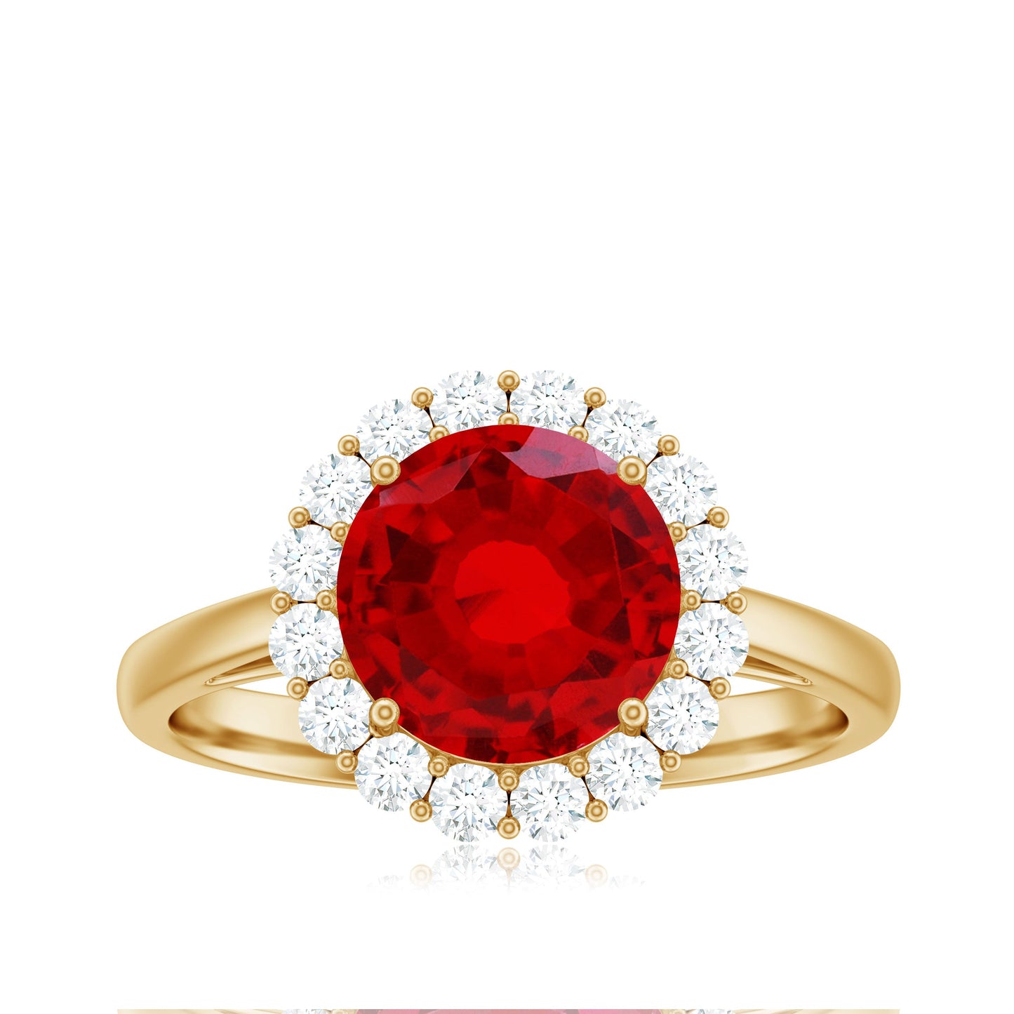 Lab Created 8MM Ruby Halo Engagement Ring with Diamonds