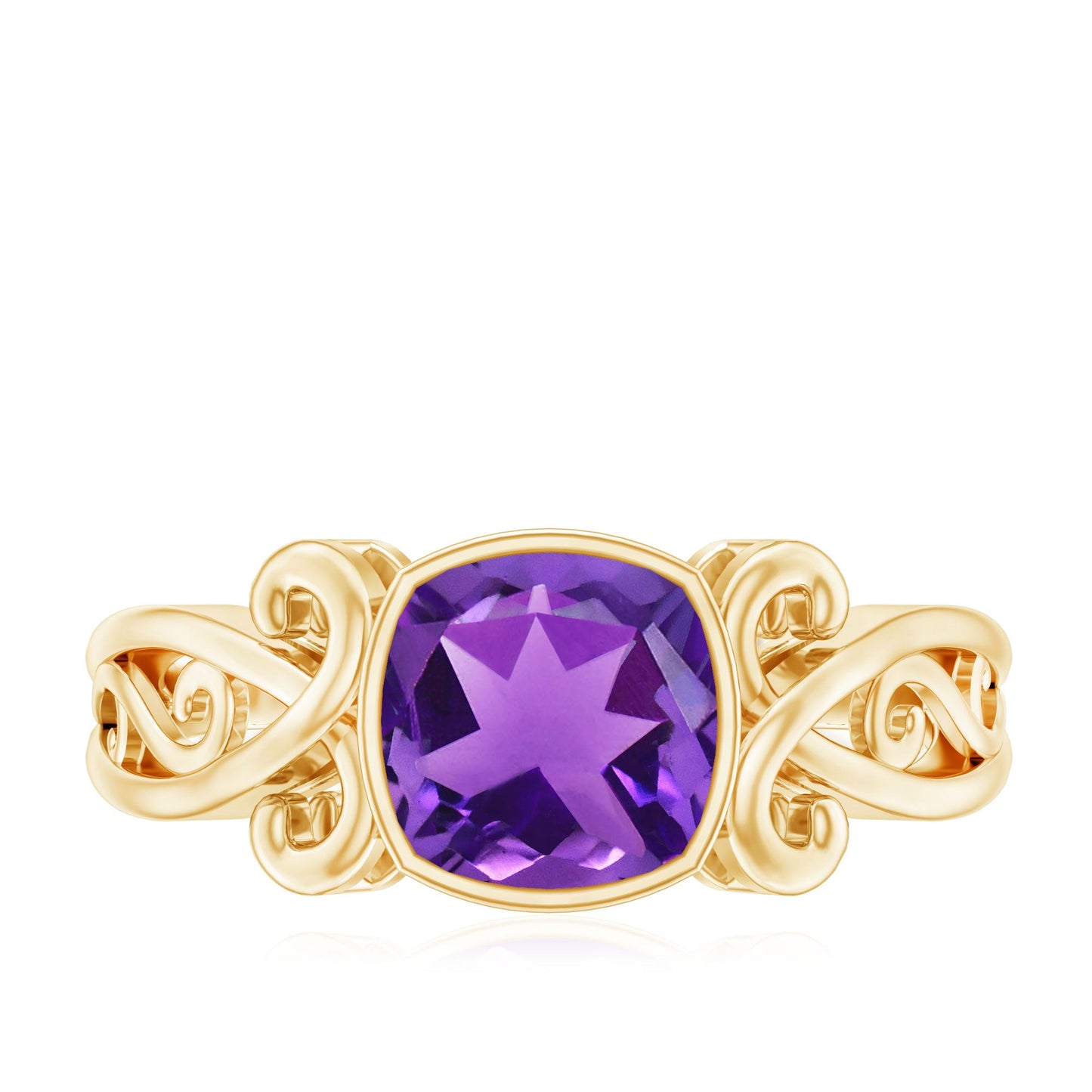 2 CT Vintage Inspired Cushion Cut Amethyst Solitaire Ring