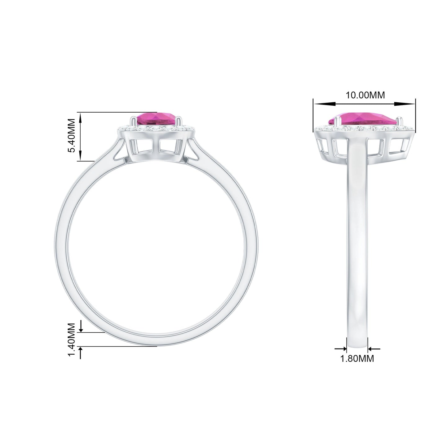 0.75 CT Pear Cut Pink Tourmaline Ring with Diamond