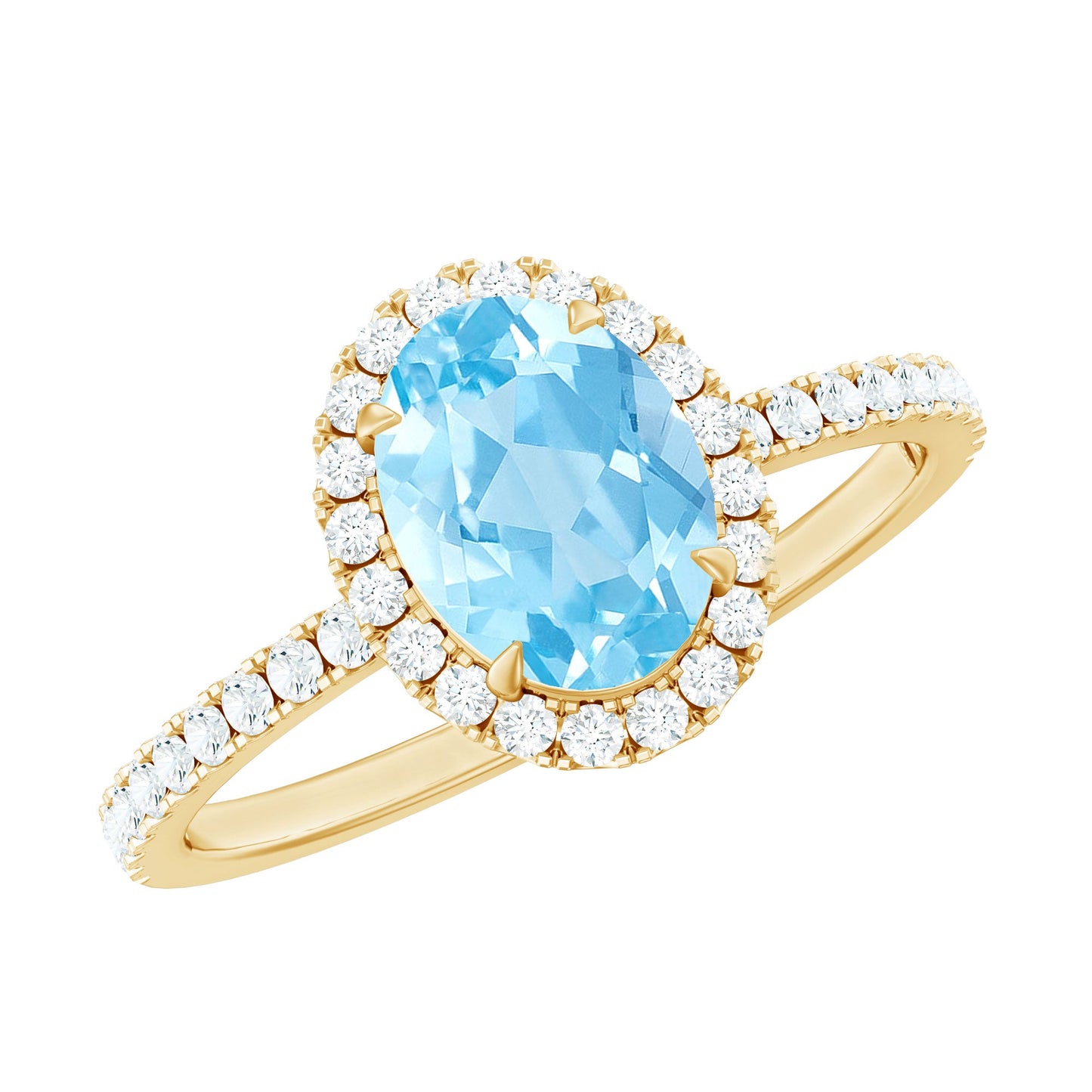 Classic Aquamarine Oval Engagement Ring with Diamond Halo