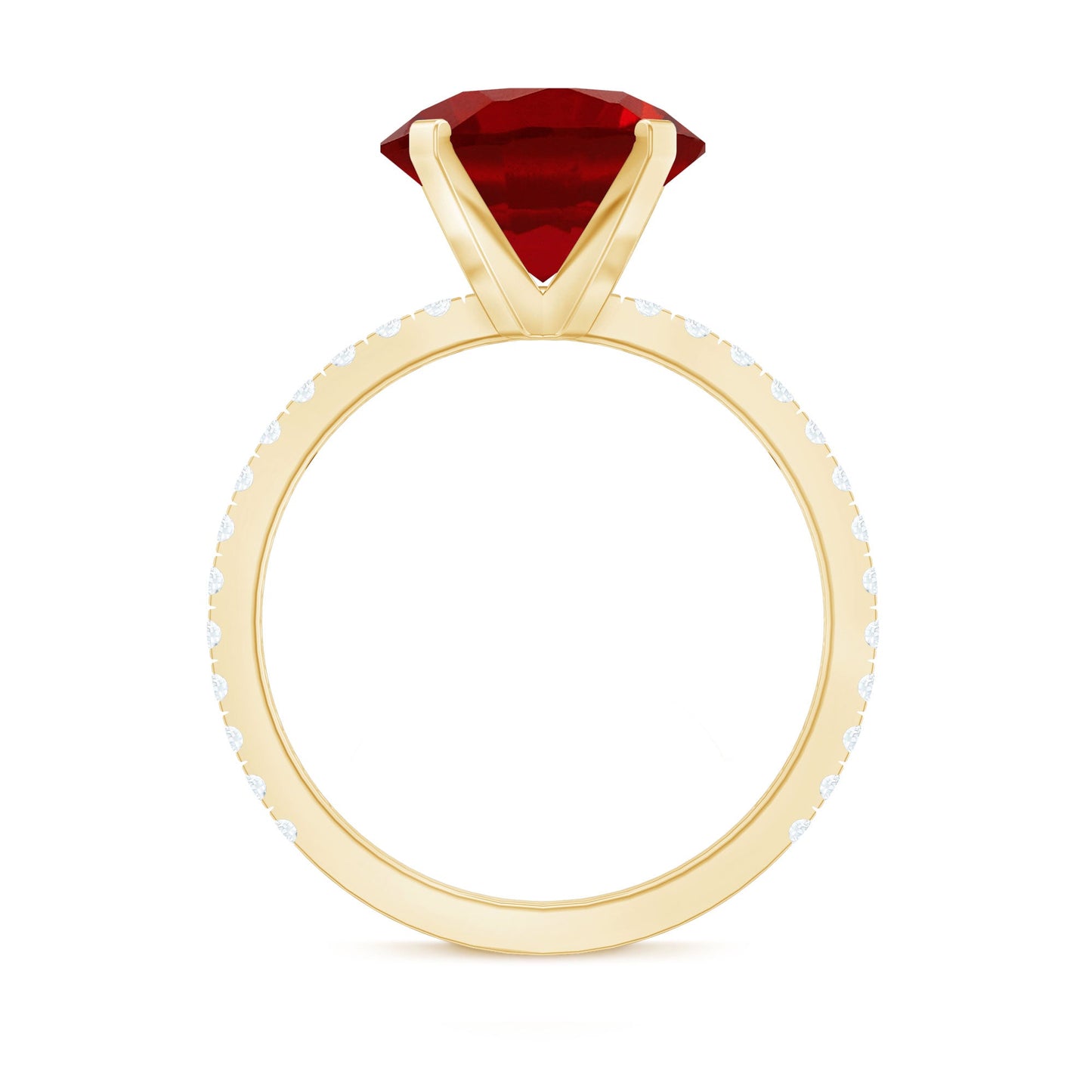 10 MM Lab Created Ruby Solitaire Engagement Ring With Real Diamonds