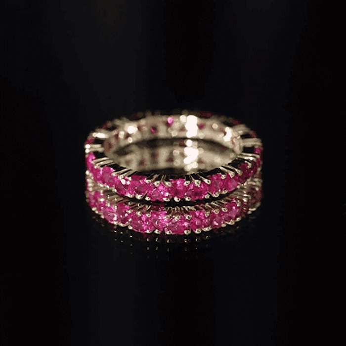 Claw Set Lab Created Ruby Heart Eternity Band Ring