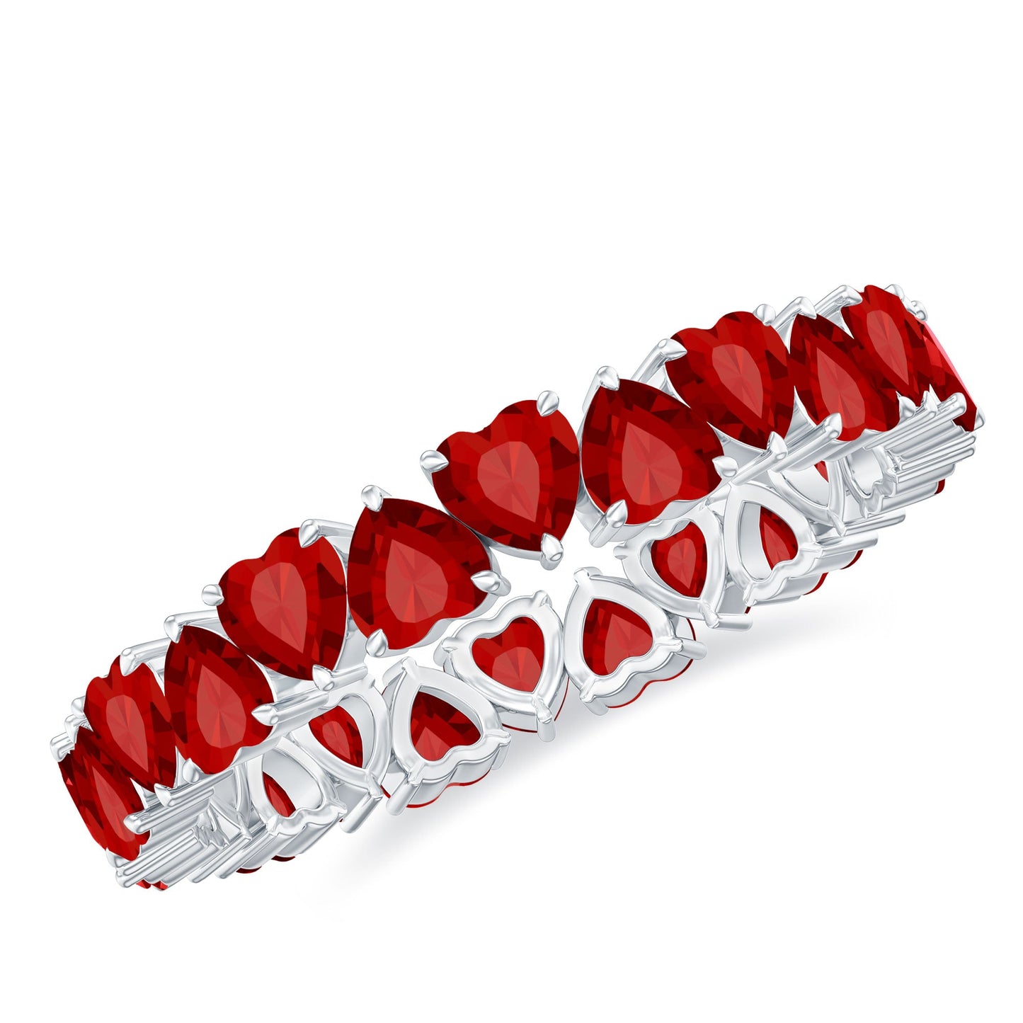 Claw Set Lab Created Ruby Heart Eternity Band Ring