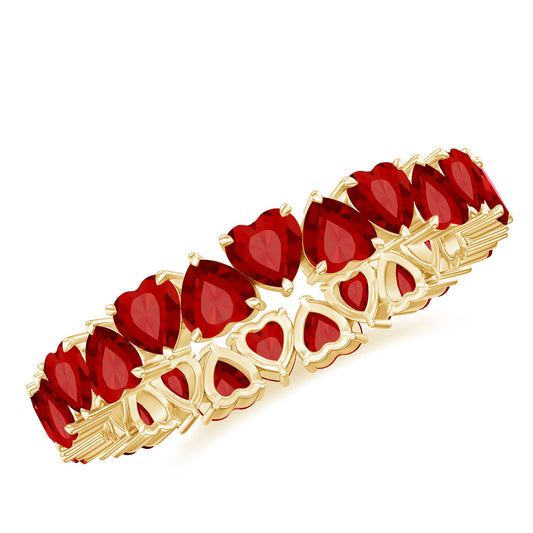Claw Set Lab Created Ruby Heart Eternity Band Ring
