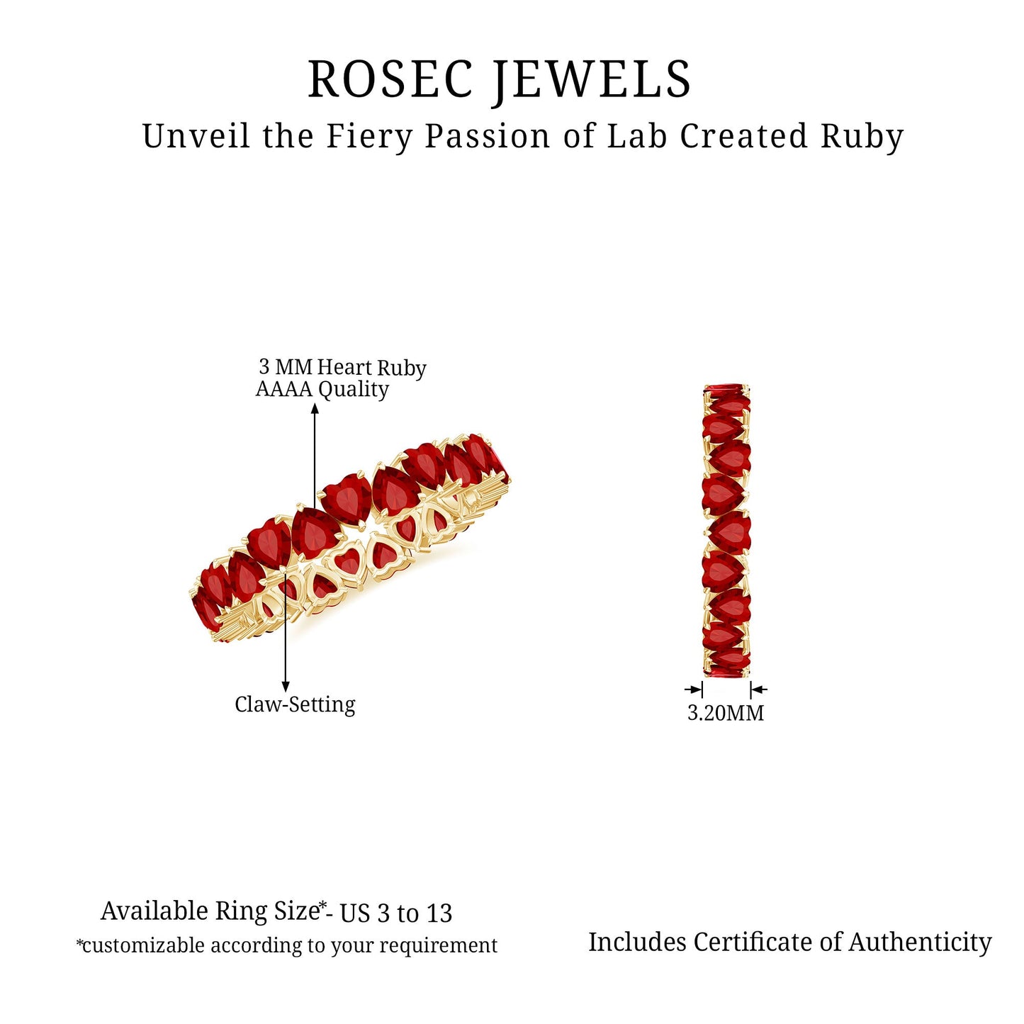 Claw Set Lab Created Ruby Heart Eternity Band Ring
