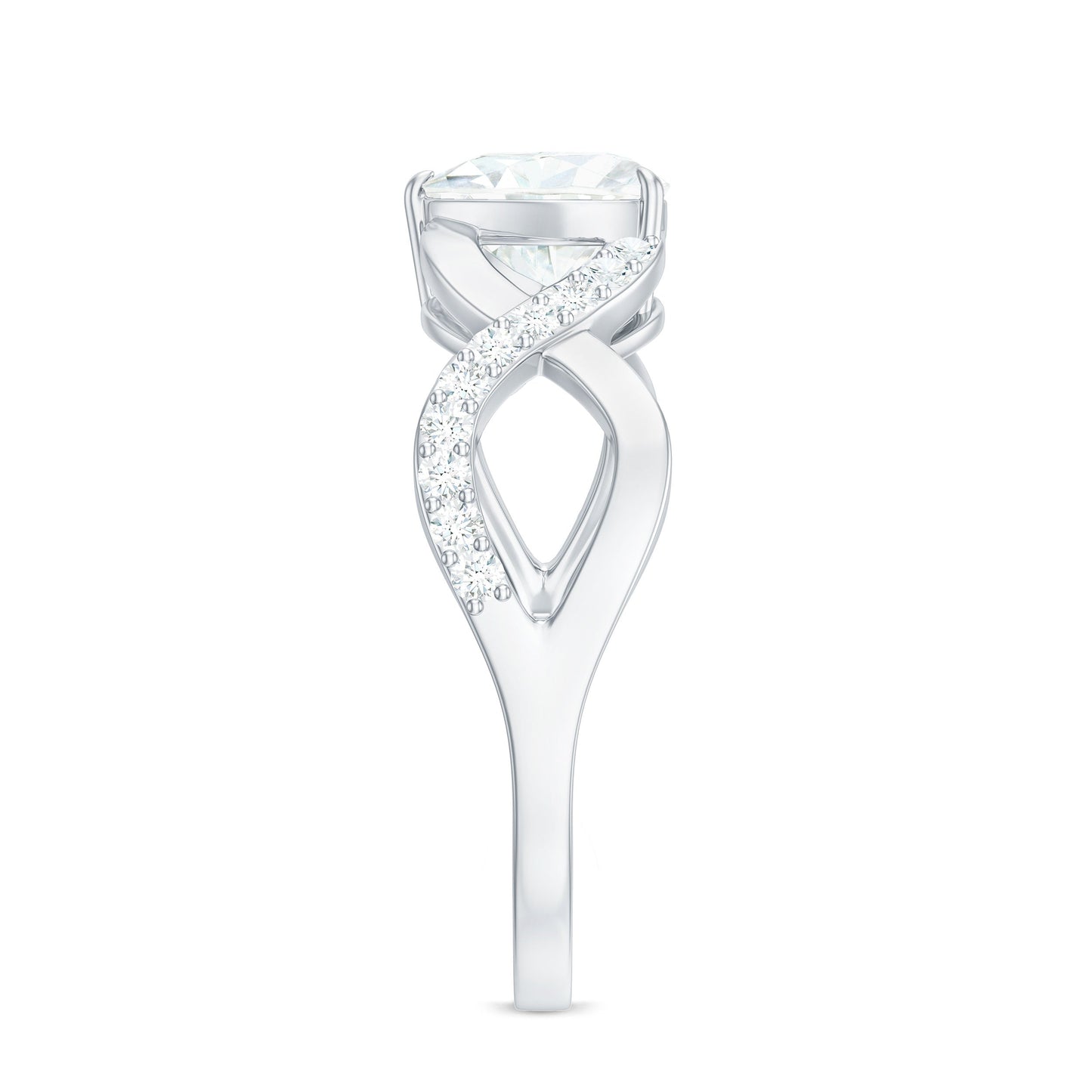 Heart Shape Certified Moissanite Infinity Style Engagement Ring