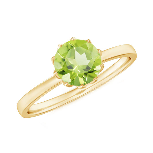 Genuine 2 Carat Peridot Engagement Ring in Lotus Basket Setting