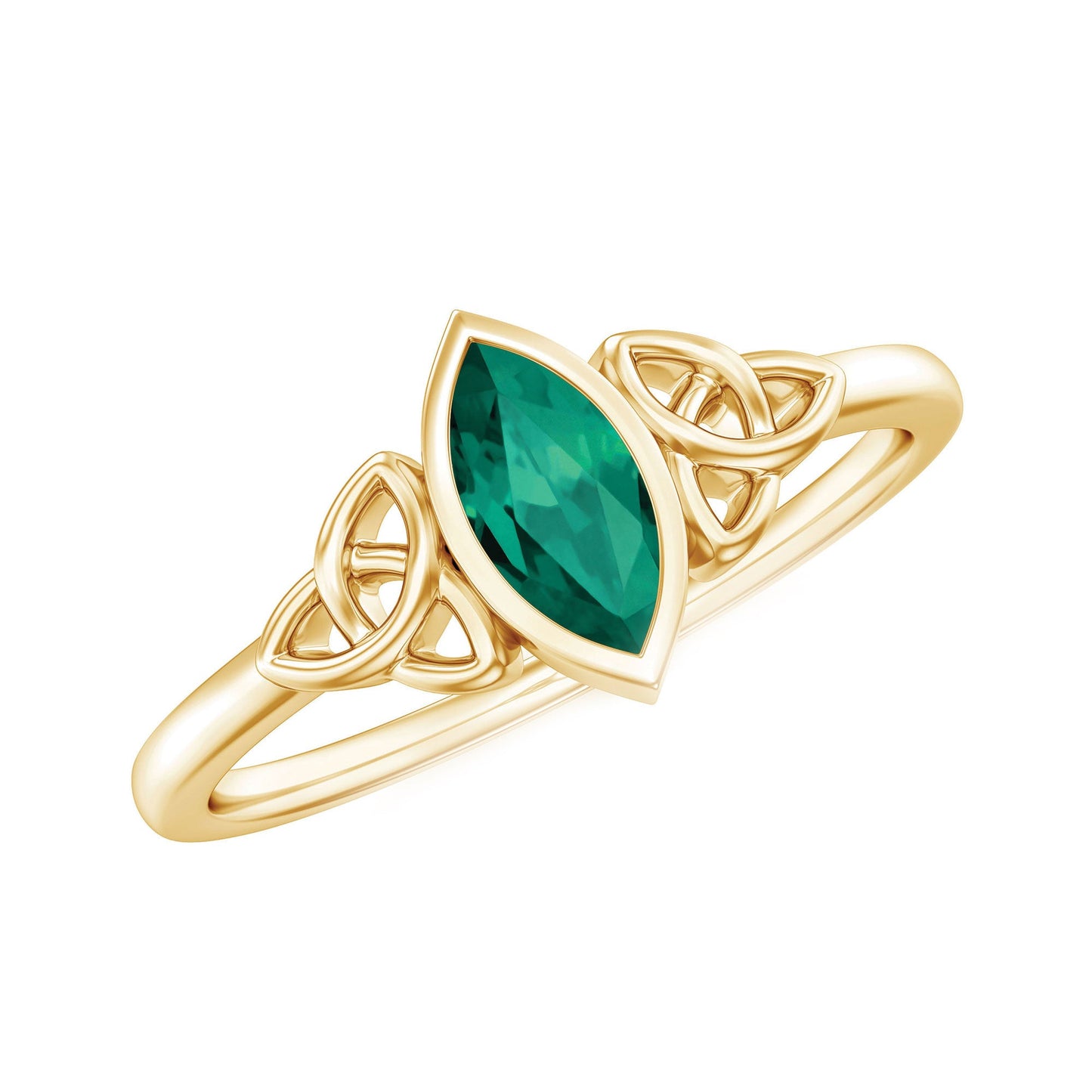 Certified Lab Created Emerald Promise Ring in Yellow Gold Plated Silver