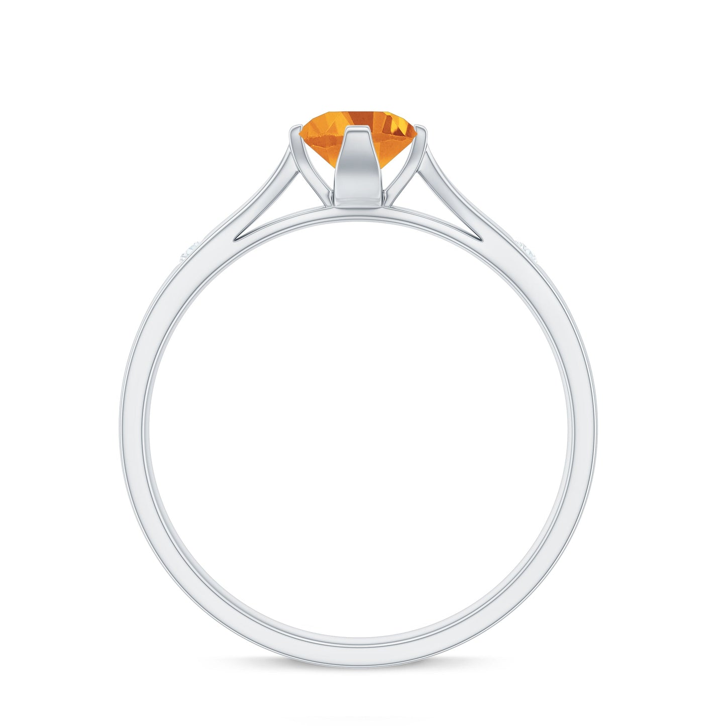 Certified Real Citrine Promise Ring with Diamond
