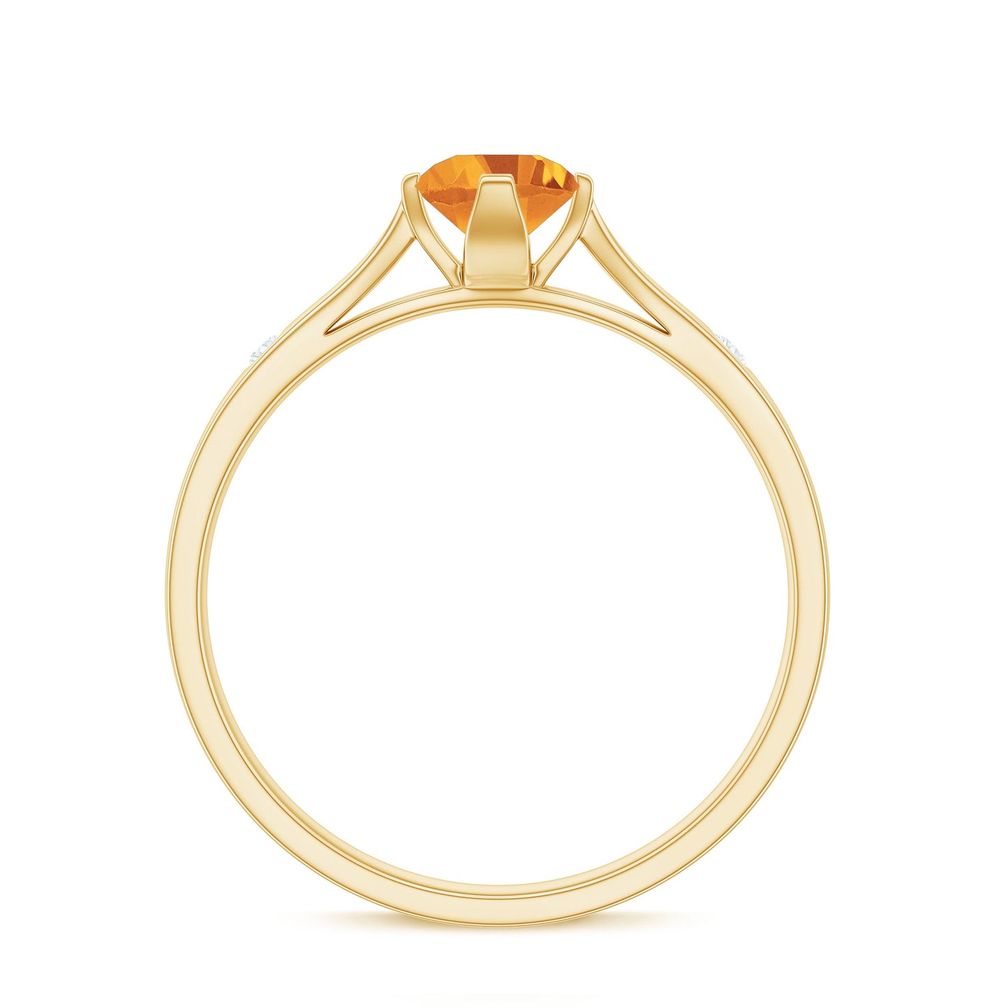 Certified Real Citrine Promise Ring with Diamond