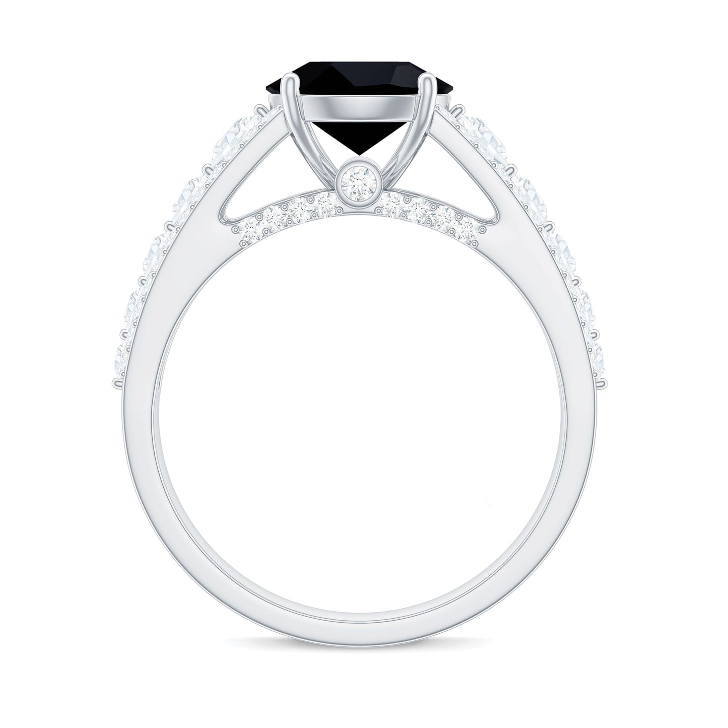 Lab-Created Black Diamond Statement Engagement Ring with Moissanite