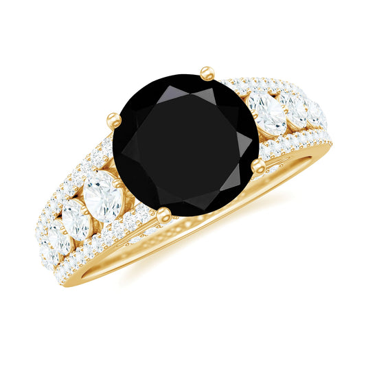 Lab-Created Black Diamond Statement Engagement Ring with Moissanite