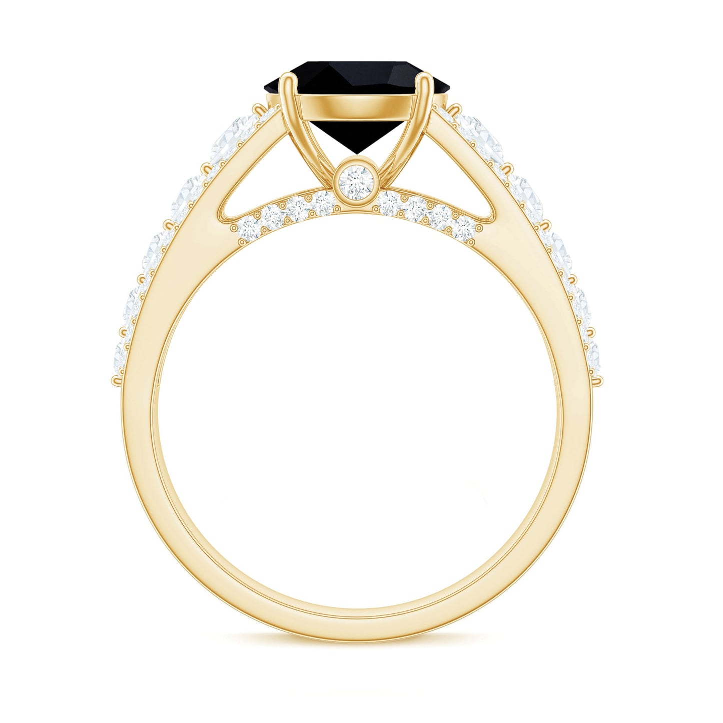 Lab-Created Black Diamond Statement Engagement Ring with Moissanite