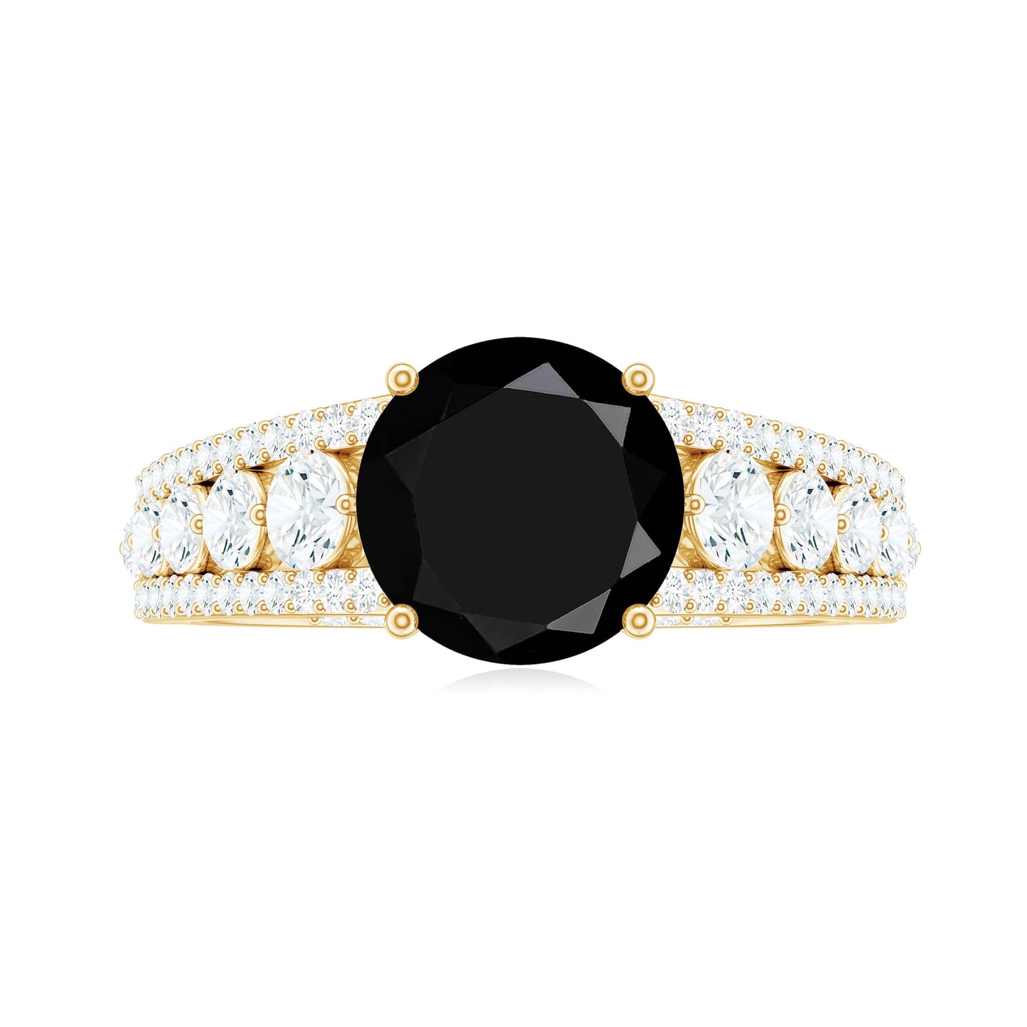 Lab-Created Black Diamond Statement Engagement Ring with Moissanite