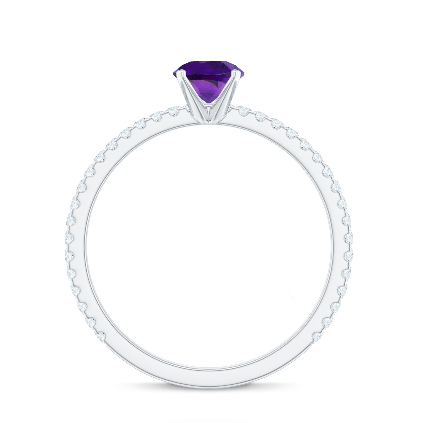 Ring with a purple gemstone on a white background