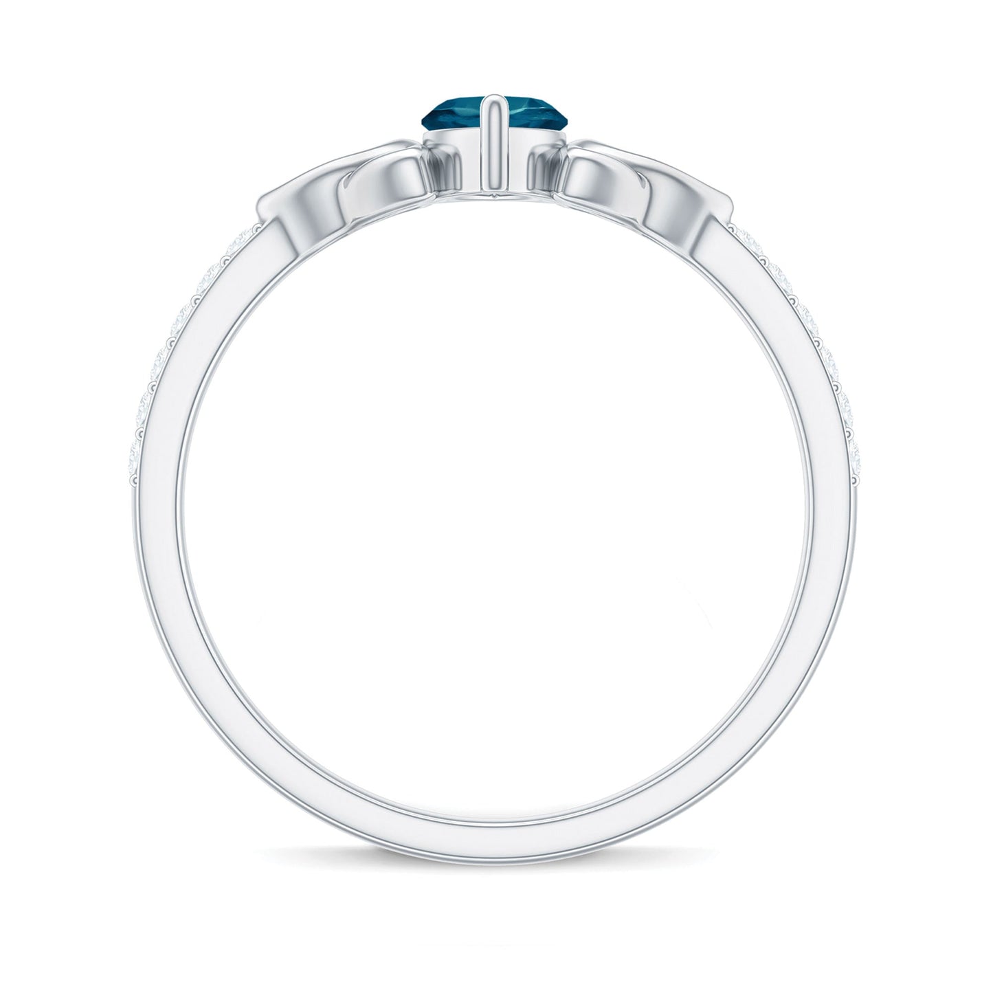 4x8mm Marquise Cut London Blue Topaz Celtic Engagement Ring with Diamond