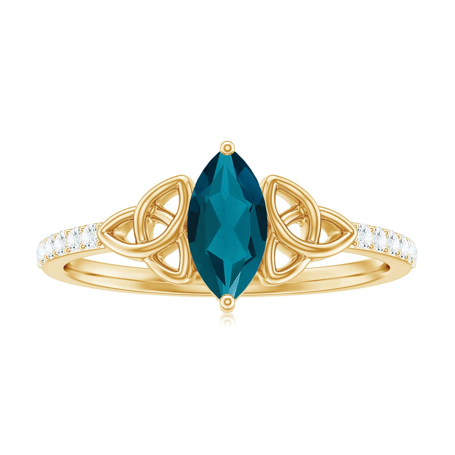 4x8mm Marquise Cut London Blue Topaz Celtic Engagement Ring with Diamond