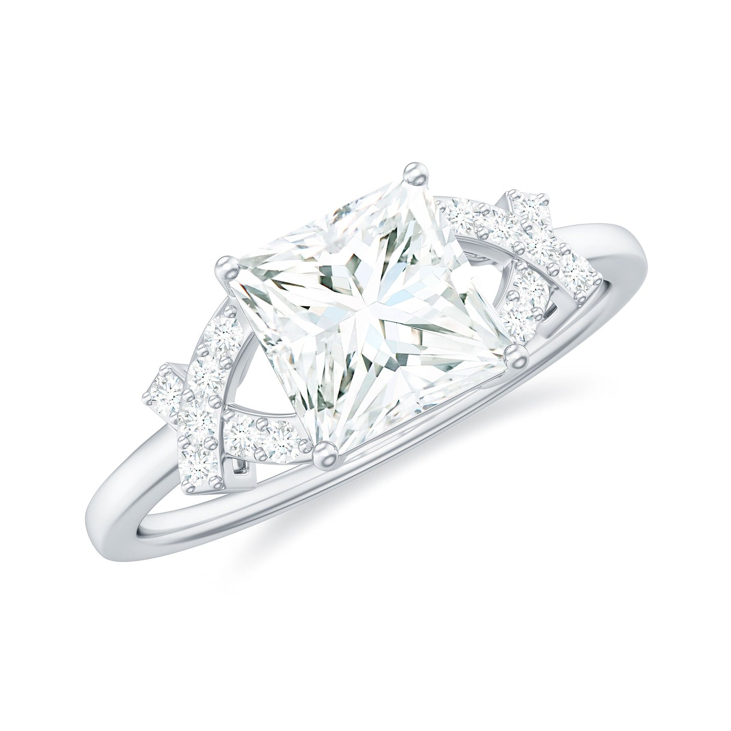 6X8 mm Princess Cut Moissanite Solitaire Engagement Ring